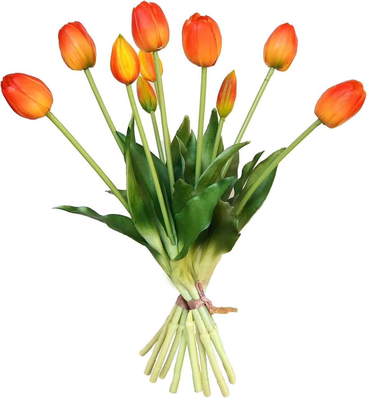 10PCS Artificial Tulips – Real Touch Fake Flowers Bouquet for Home, Table, Party, and Wedding Décor (Orange)